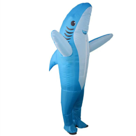Inflatable Shark Costume Air Blow Up Jaws Jumpsuit Fancy Dress Funny Carcharias Suit For Cosplay Party-Only Supports Self-pickup. (Color: Blue)