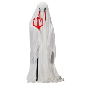 4.3ft Halloween Decorations Outdoor Life Size Animatronics Ghost With Trident, Sound-Actived Party Decor With Green Lights And Creepy Sound, Scar (Option: Default title)