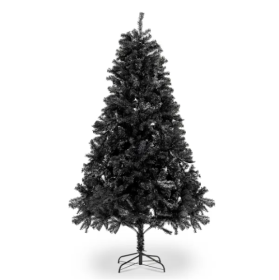 FCH 7ft 1500 Branch PVC Branch Iron Bracket Christmas Tree Black (Color: Black)