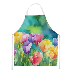 Freesias in Watercolor Apron Cooking Kitchen Server Baking Crafts Gardening for Adult Women Men, Unisex, Large, Multicolor (Default: Default)